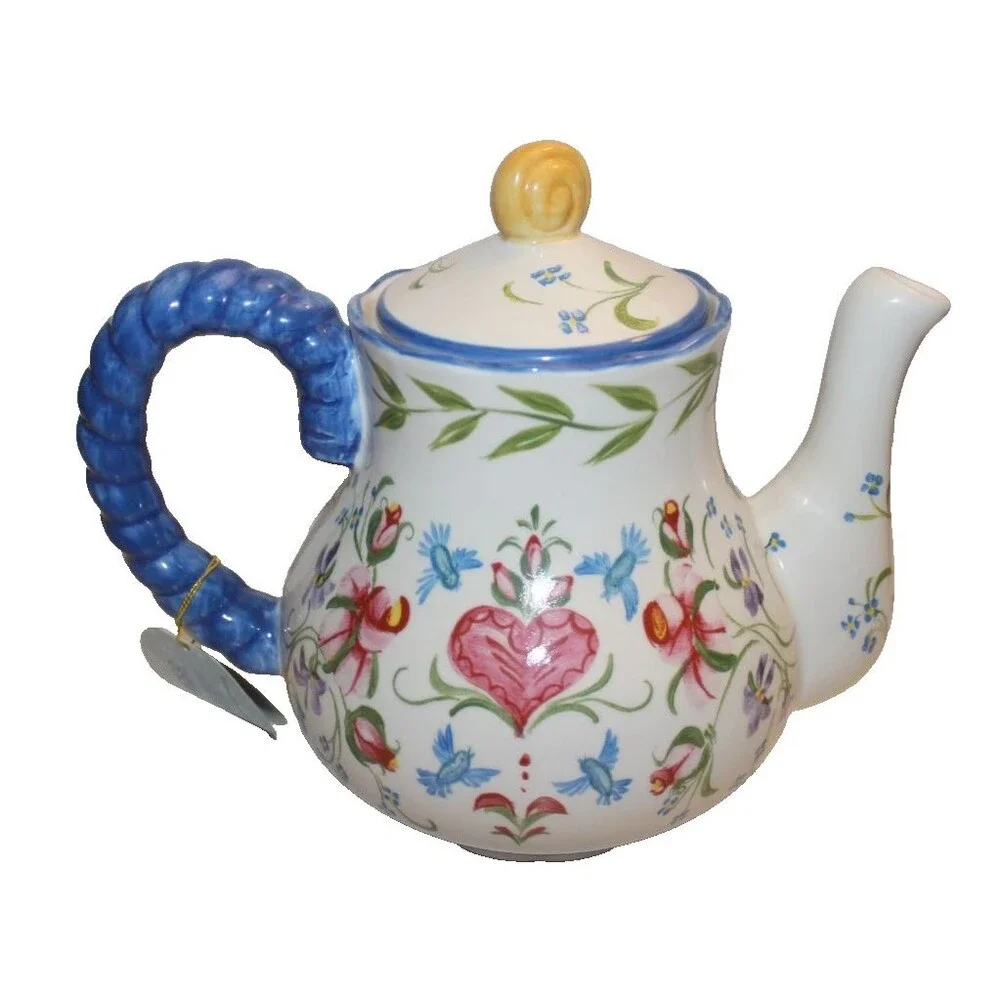 Vintage Pamela Silin-Palmer Art Teapot with Floral and Heart Design